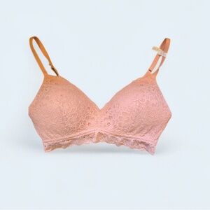 NWT Aerie Wireless Elegant Lacey Blush Pink Bra 36D